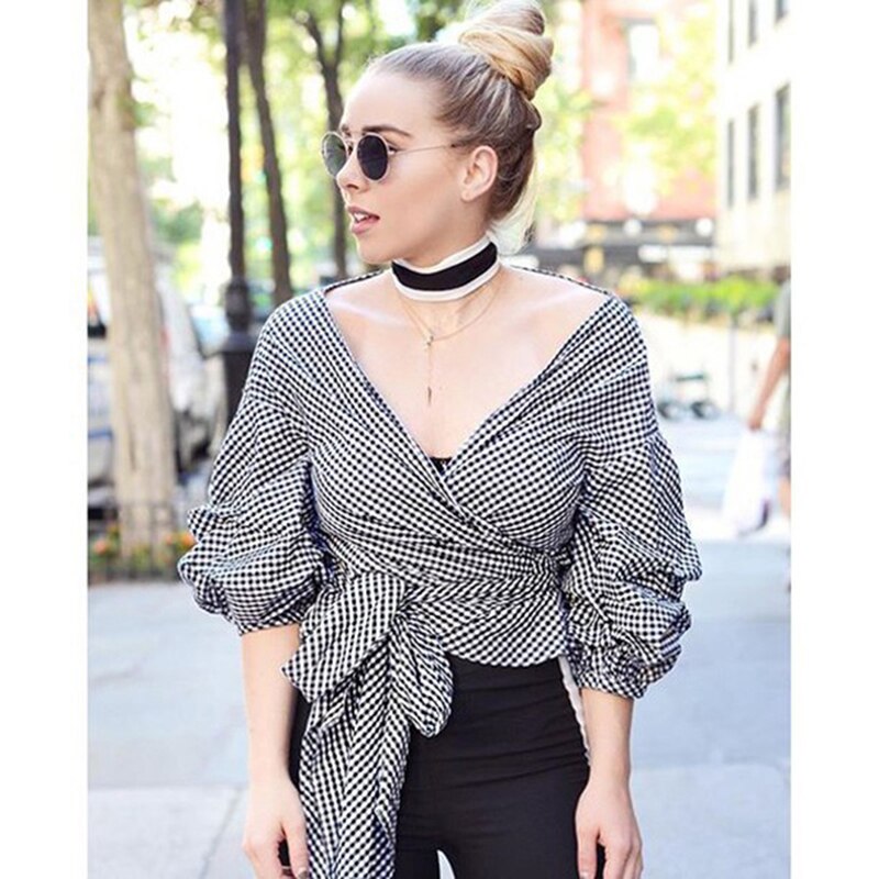 Deep V-Neck Off Shoulder Blouse