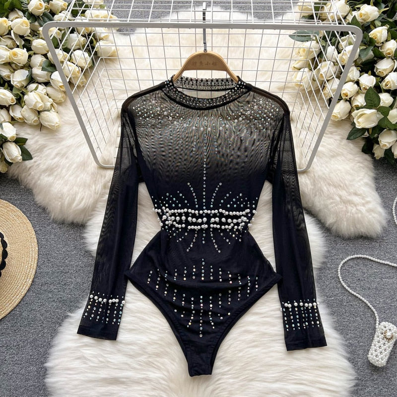 Rhinestone Long sleeve Bodysuit