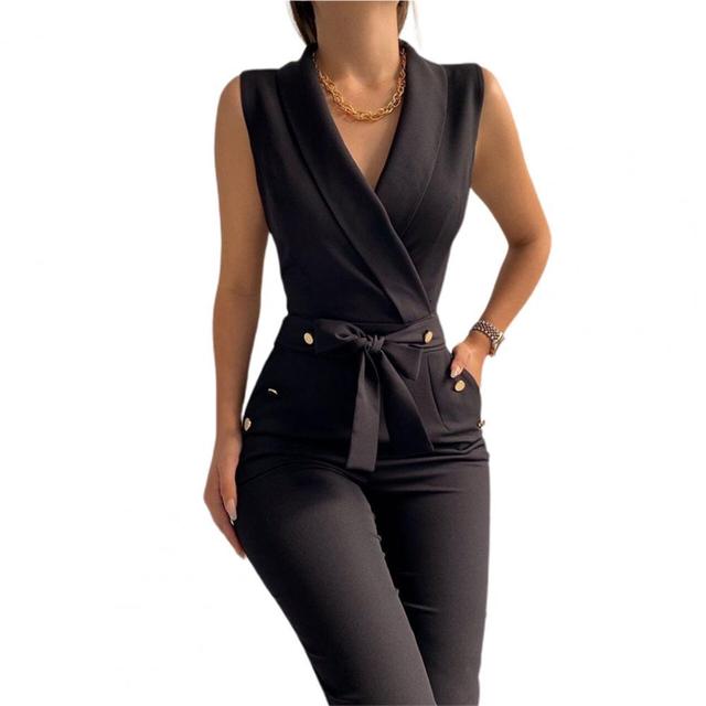 Elegant Sleeveless Belt Wide Leg  Jumpsuit