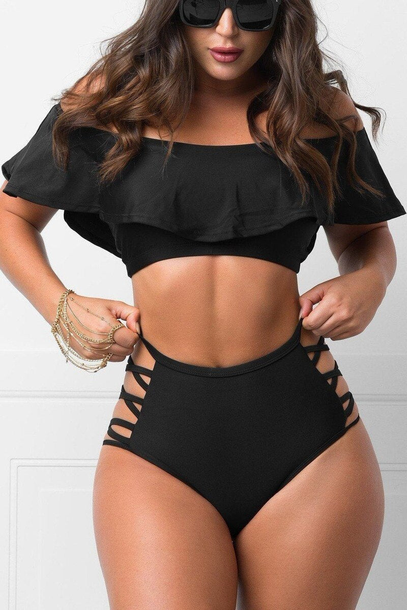 High Waist Ruffle Bikini Set