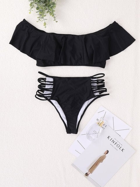 High Waist Ruffle Bikini Set