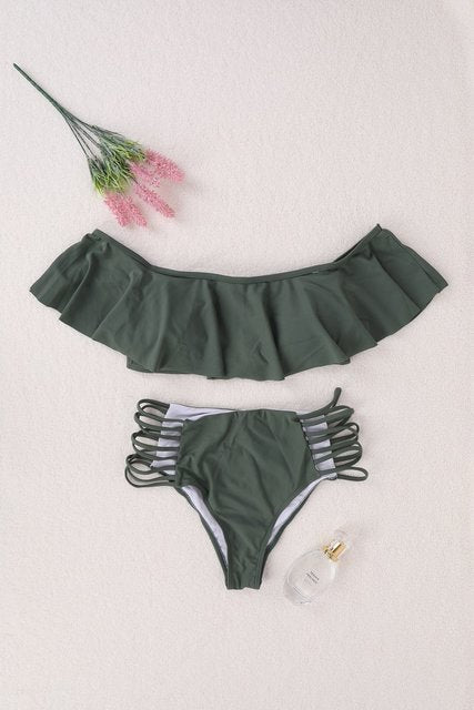 High Waist Ruffle Bikini Set