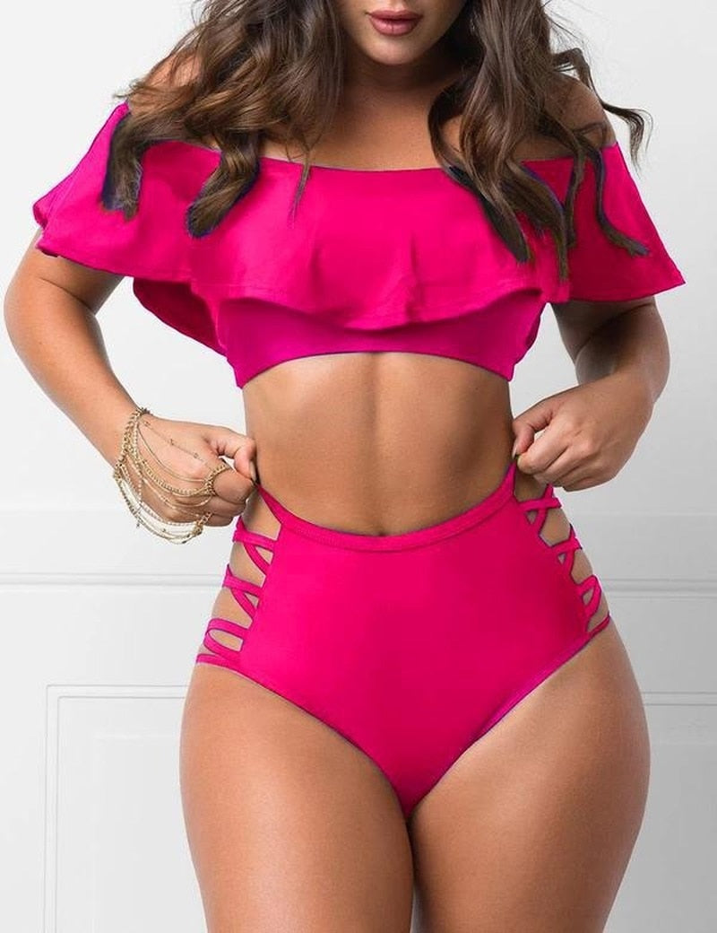 High Waist Ruffle Bikini Set