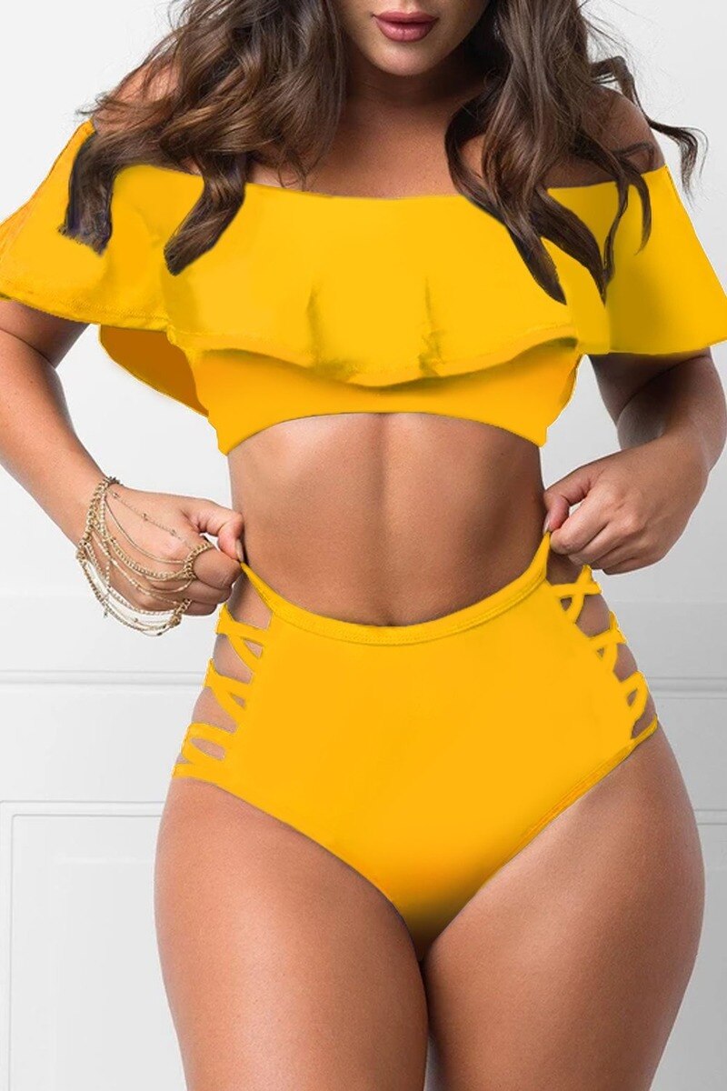 High Waist Ruffle Bikini Set