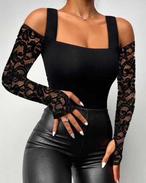 Lace Cutout Long Sleeve Top