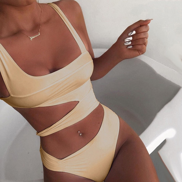 Shoulder Strap Slim Fit Bathing Suits