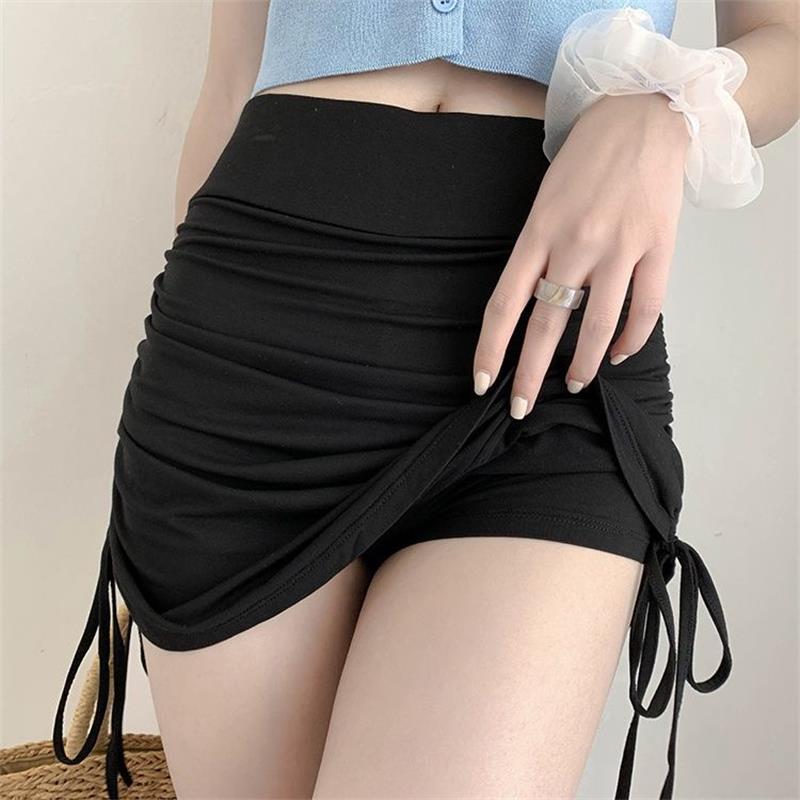 Casual Thread Side Draw String Mini Skirt