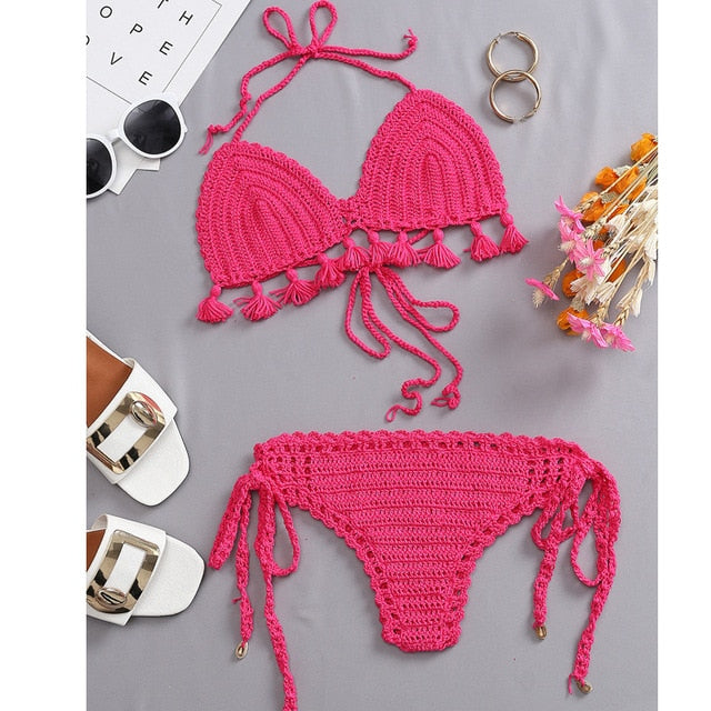 Triangle Top Crochet Swimsuit