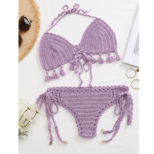 Triangle Top Crochet Swimsuit