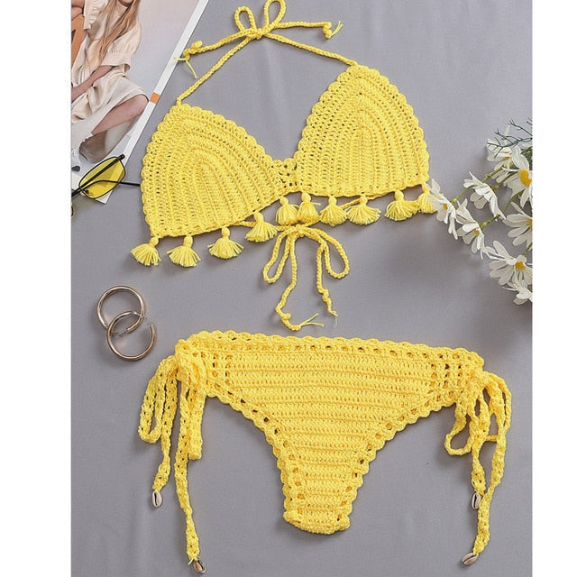 Triangle Top Crochet Swimsuit