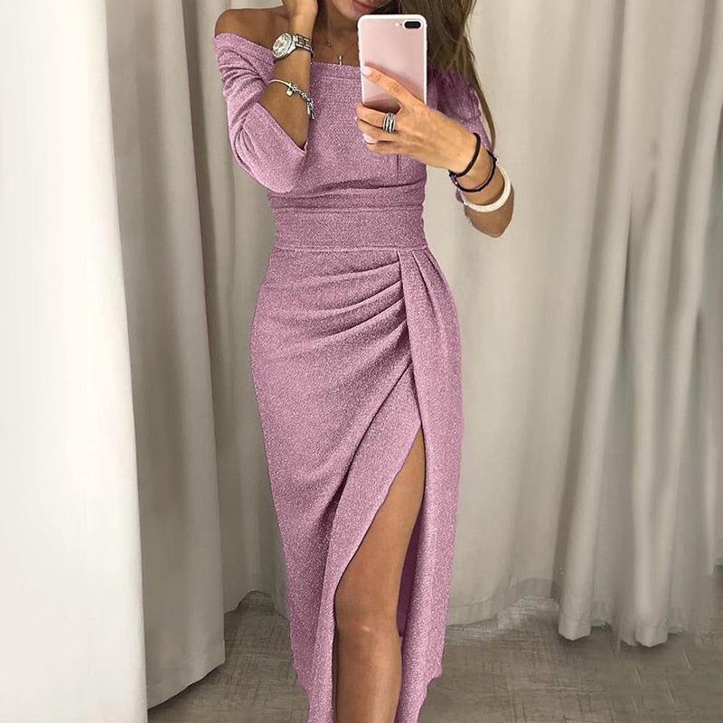 Elegant Off Shoulder High Waist Long Dress