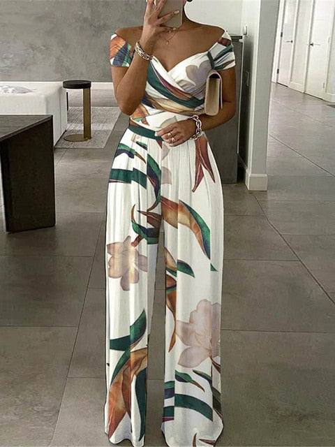 High Waist Short Sleeve Long Jumpsuit