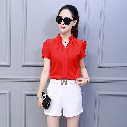 Chiffon Short Sleeve Blouse