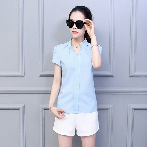 Chiffon Short Sleeve Blouse