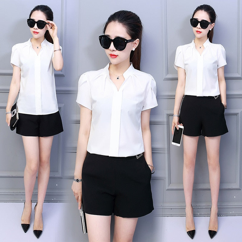 Chiffon Short Sleeve Blouse