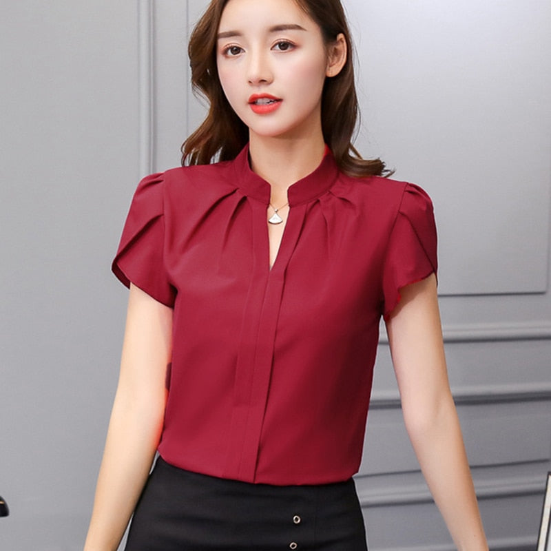 Chiffon Short Sleeve Blouse