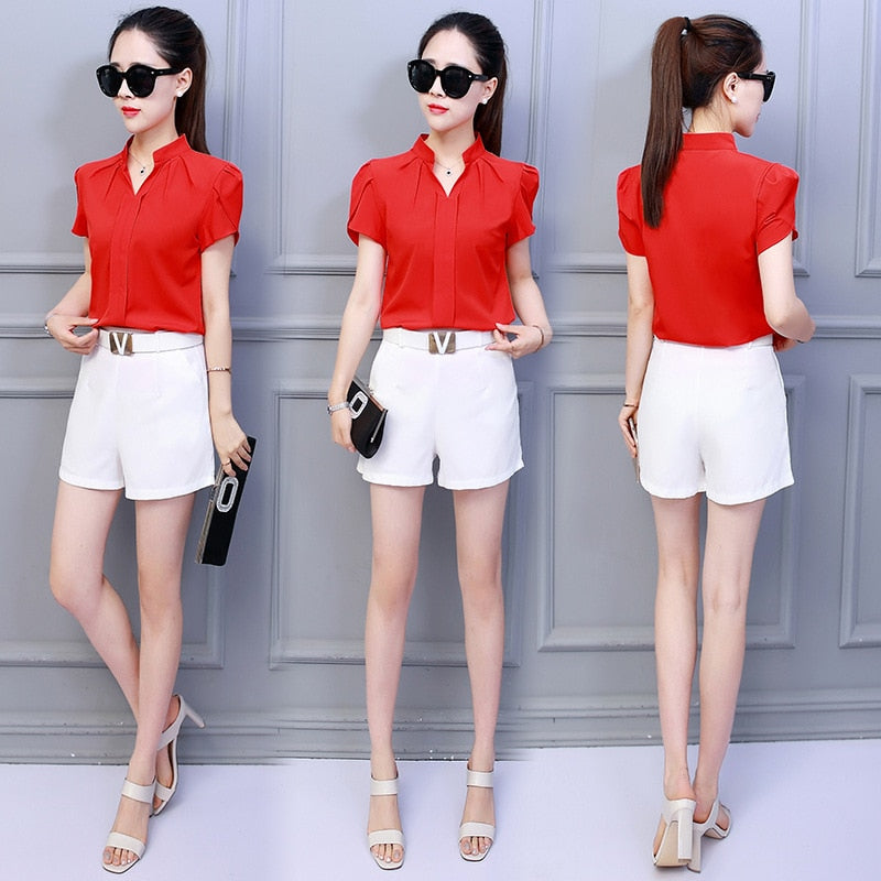 Chiffon Short Sleeve Blouse