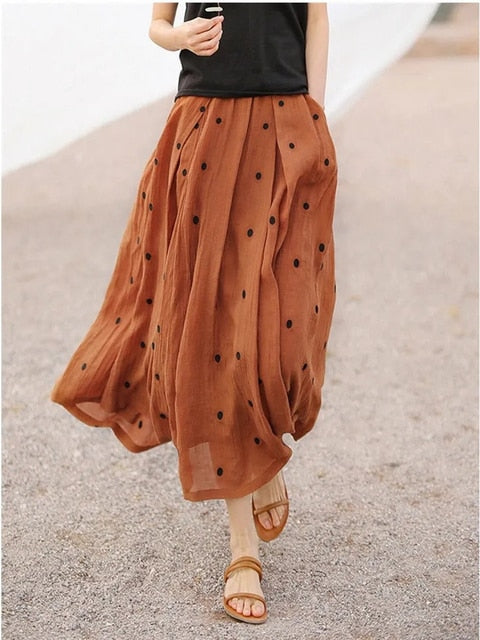 Elegant and Versatile Embroidery Polka Dot Double-layer Skirt