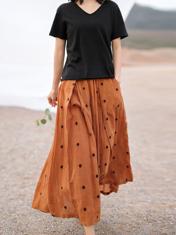 Elegant and Versatile Embroidery Polka Dot Double-layer Skirt