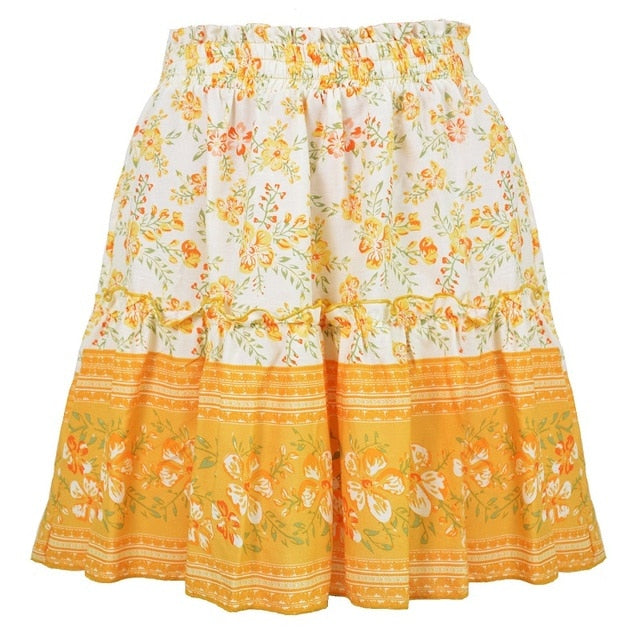 Casual Floral Printed Skirt