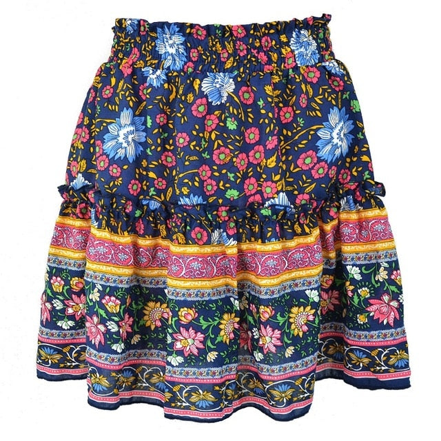 Casual Floral Printed Skirt