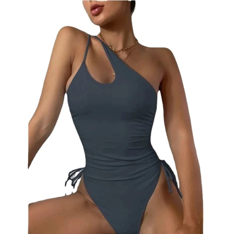 Irregular Single Shoulder Strap Swimwear