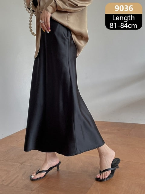 High Waisted Silk Satin Skirts