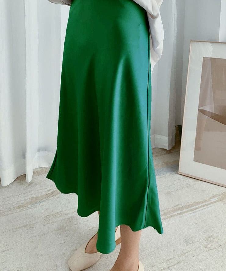 High Waisted Silk Satin Skirts