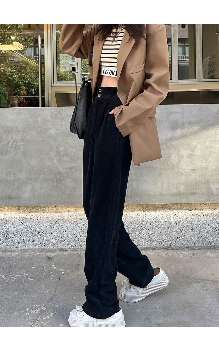 Vintage Loose  Elegant High Waist Pants