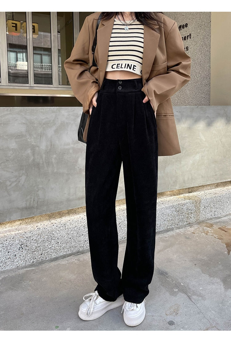 Vintage Loose  Elegant High Waist Pants