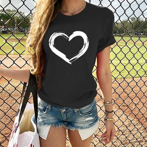 Wine Heartbeat Print T Shirt