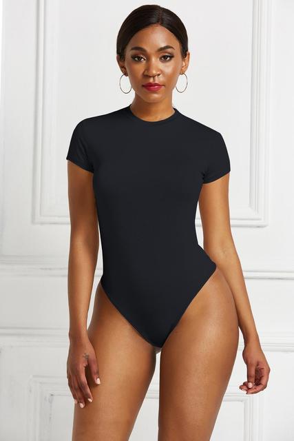 O Neck Short Sleeve Bodycon Bodysuit