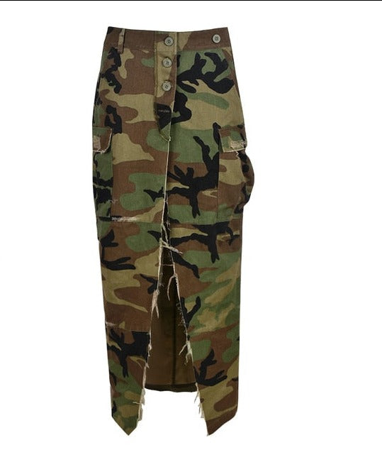 Camouflage Slit Skirts