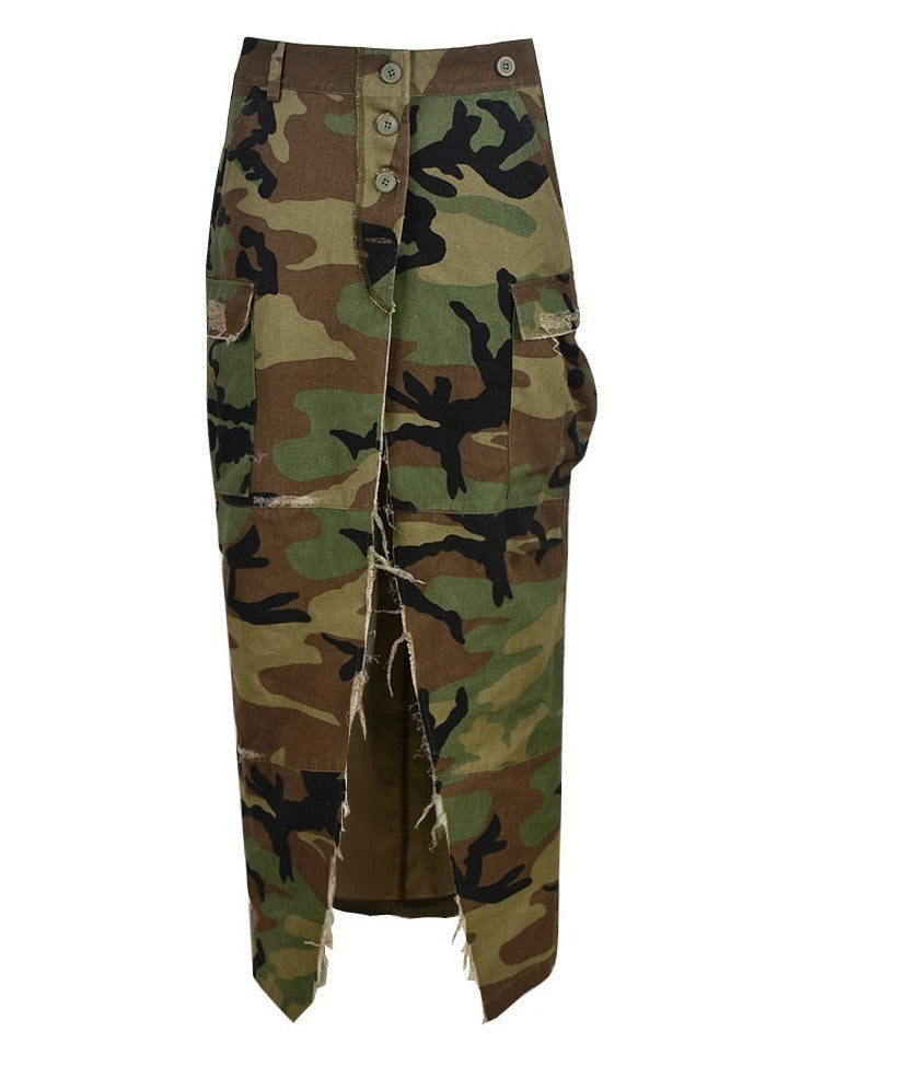 Camouflage Slit Skirts