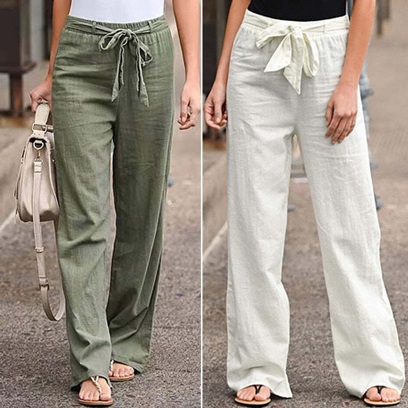 Elastic Waist Straight Loose Long Pants