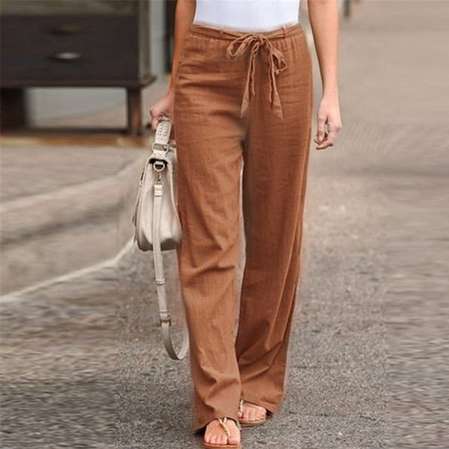 Elastic Waist Straight Loose Long Pants