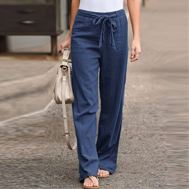 Elastic Waist Straight Loose Long Pants