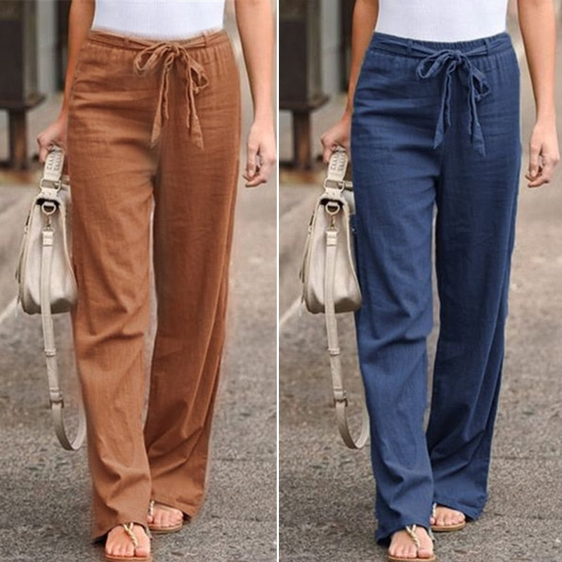 Elastic Waist Straight Loose Long Pants