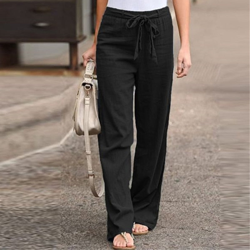 Elastic Waist Straight Loose Long Pants