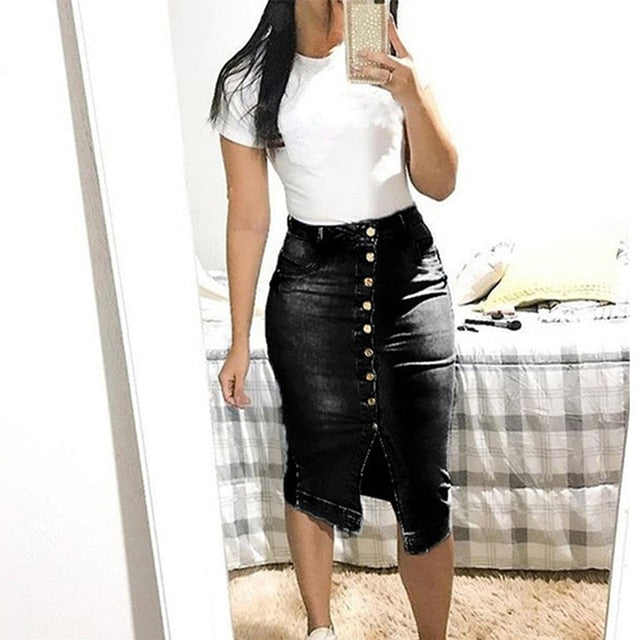 High Waist  Denim Skirt