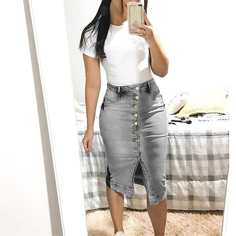 High Waist  Denim Skirt