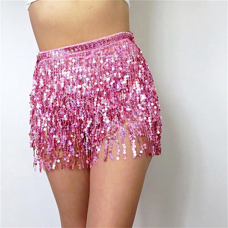 Mini Glitter Sequins Tassel Skirt