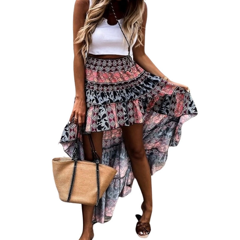 Slim Fit Printed High Waist Skirts