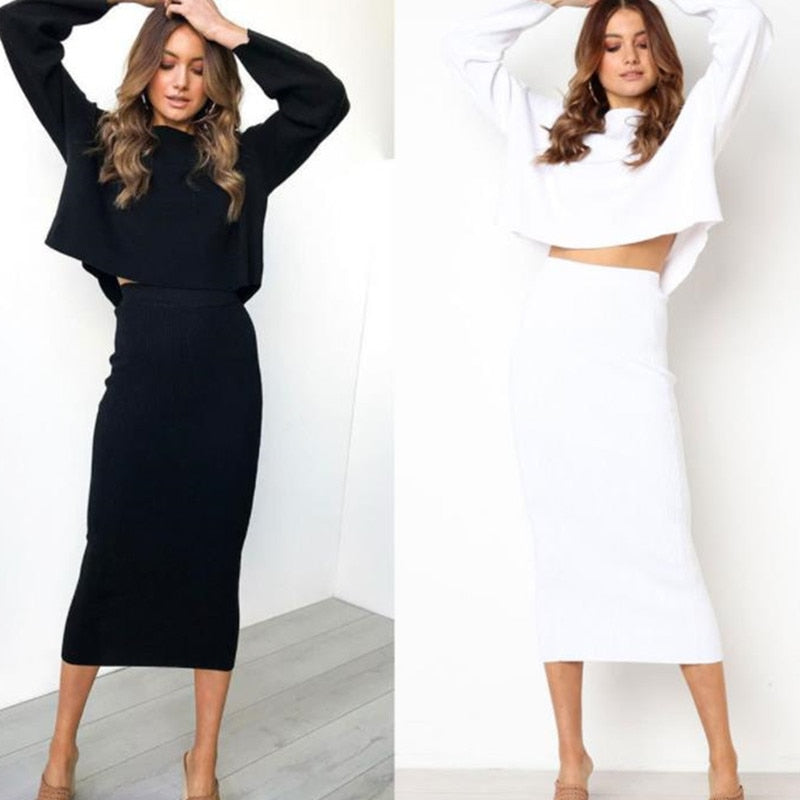 Knitted Bodycon Long Skirt