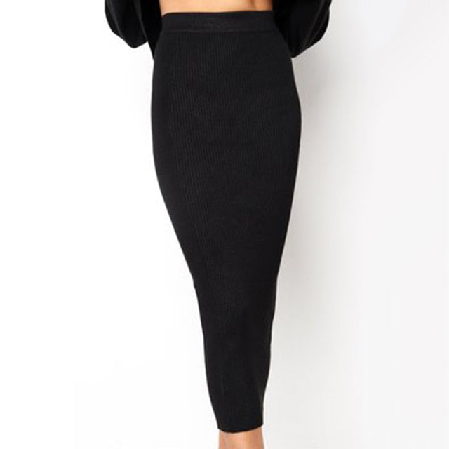 Knitted Bodycon Long Skirt