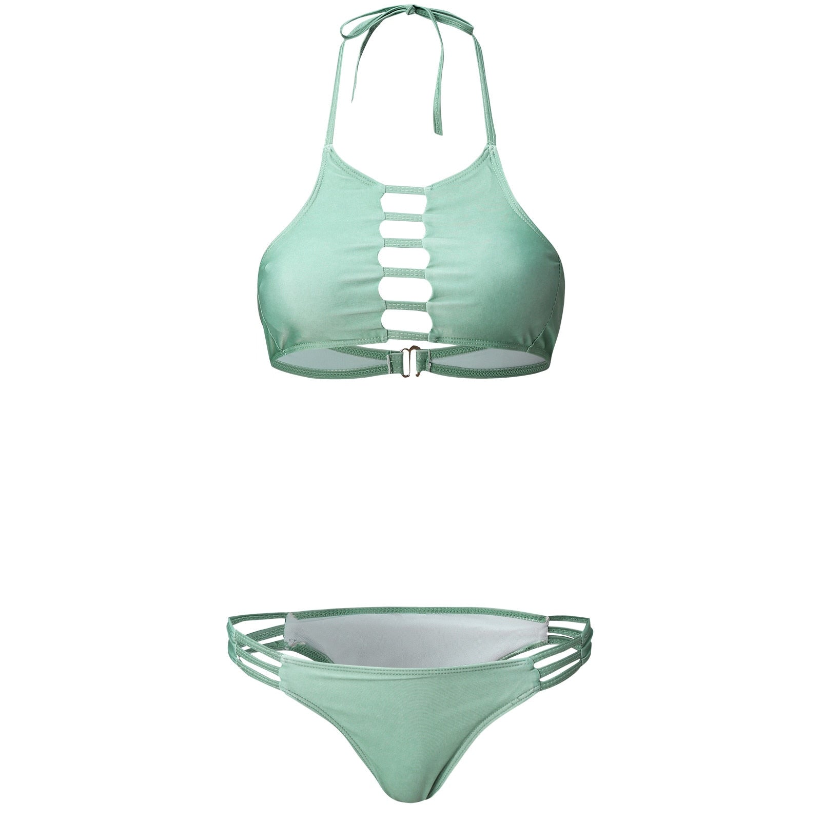 Hollow Cross Halter Bikini Set