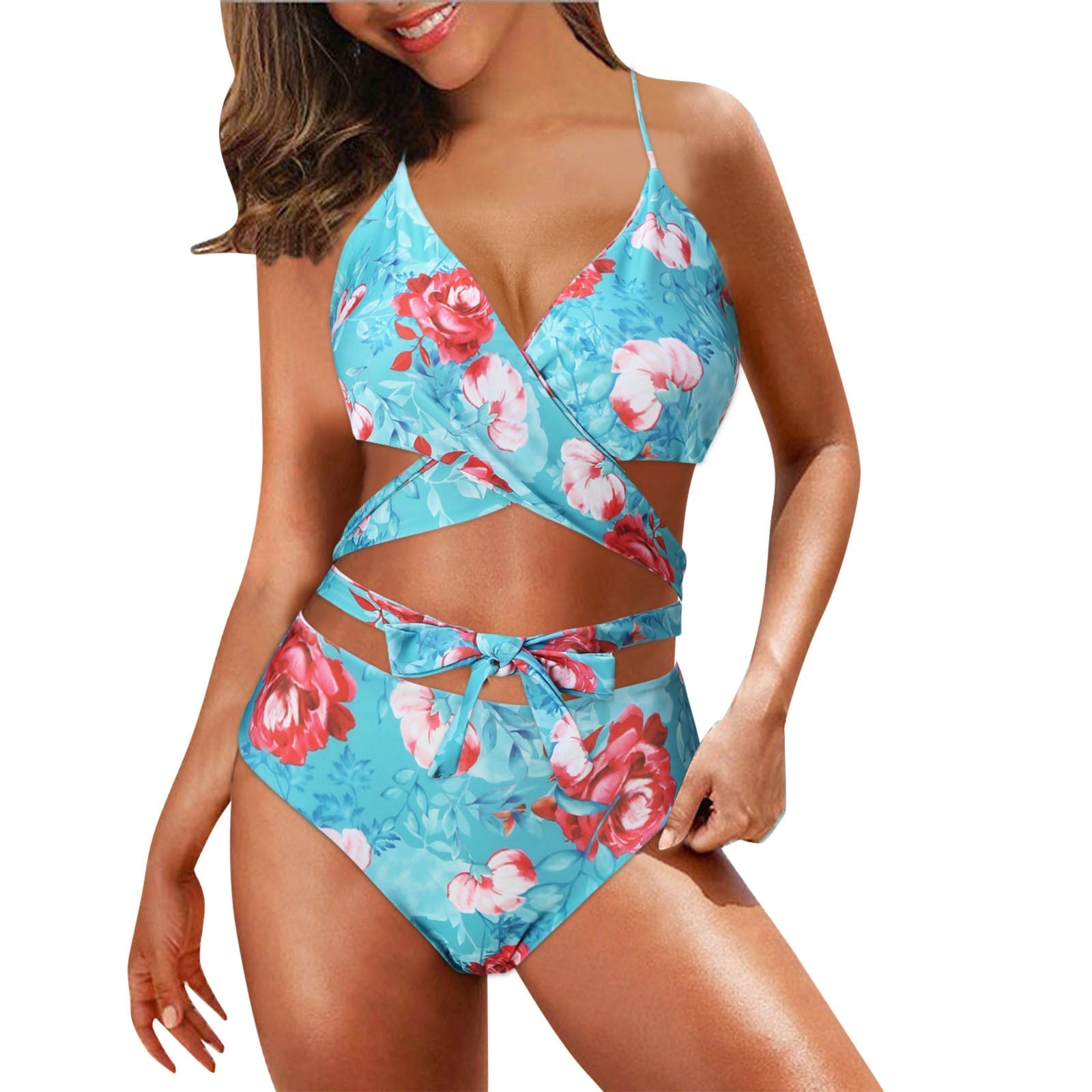 Two Piece Flower Swimsuit