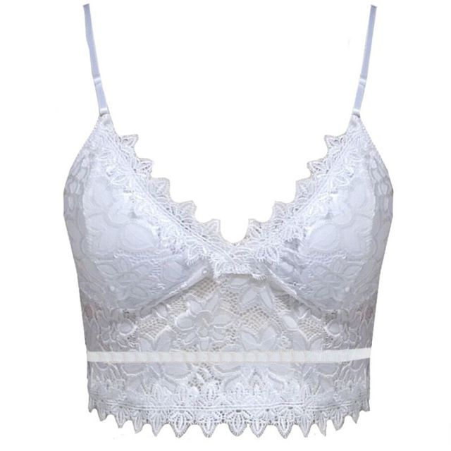 V-Neck Bralette Hollow Out Floral Lace Crop Top