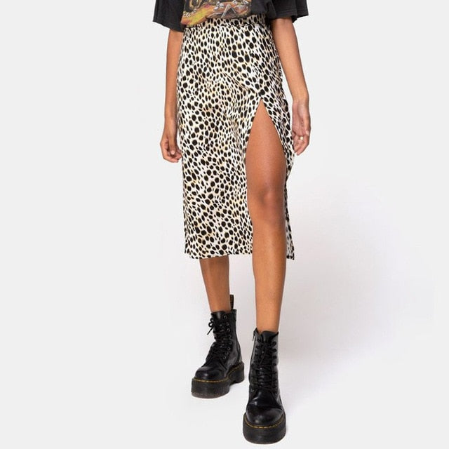 leopard flower printed  skirts