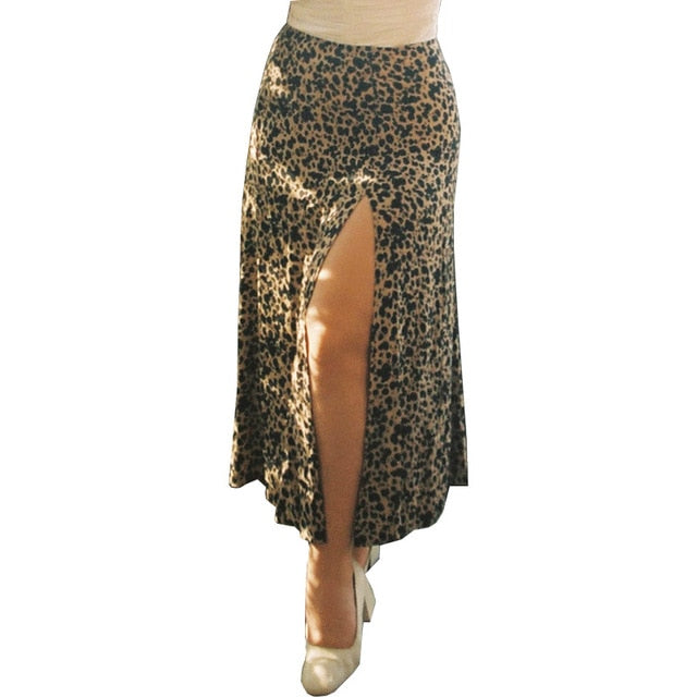 leopard flower printed  skirts